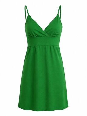 a.n.a | Apple green sleeveless spaghetti strap v-neck side zip eyelet sundress